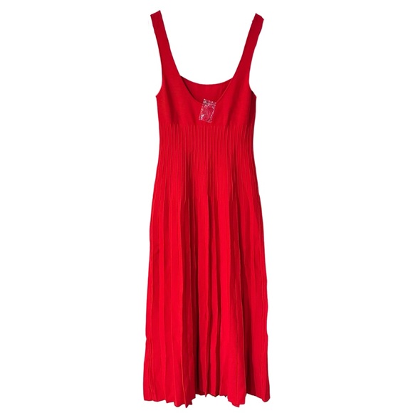 Staud Ellison Pleat Effect Sweater Dress, Red, Size M - Picture 6 of 10
